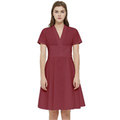 Antique Ruby Red	 - 	short Sleeve Waist Detail Dress by ColorfulDresses