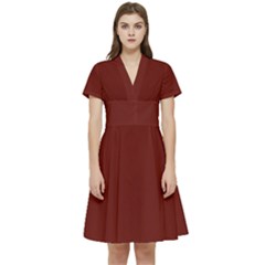 Currant Red	 - 	short Sleeve Waist Detail Dress by ColorfulDresses