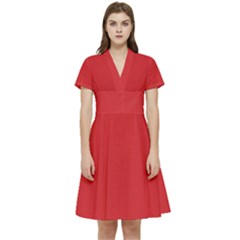 Amaranth Red	 - 	short Sleeve Waist Detail Dress by ColorfulDresses