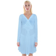Robin Egg Blue	 - 	long Sleeve Front Wrap Dress by ColorfulDresses