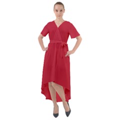 Cardinal Red	 - 	front Wrap High Low Dress by ColorfulDresses