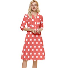 Indian Red Polka Dots Classy Knee Length Dress by GardenOfOphir