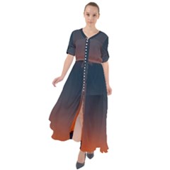 Sky Gradient Waist Tie Boho Maxi Dress by artworkshop