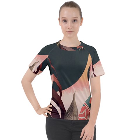 Ai Generated Leaves Foliage Plants Women s Sport Raglan Tee by Ravend