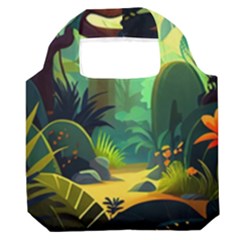 Jungle Rainforest Tropical Forest Premium Foldable Grocery Recycle Bag by Ravend