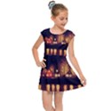 Night Houses River Bokeh Leaves Kids  Cap Sleeve Dress View1