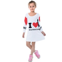 I Love Patricia Kids  Long Sleeve Velvet Dress by ilovewhateva