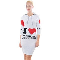 I Love Jennifer  Quarter Sleeve Hood Bodycon Dress by ilovewhateva