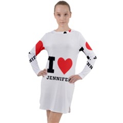 I Love Jennifer  Long Sleeve Hoodie Dress by ilovewhateva