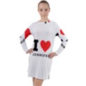 I love Jennifer  Long Sleeve Hoodie Dress View1