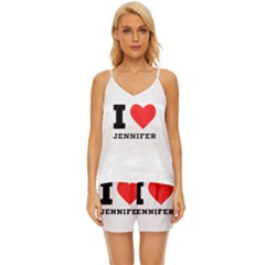 I Love Jennifer  V-neck Satin Pajamas Set by ilovewhateva