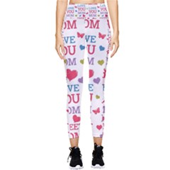 Love Mom Happy Mothers Day I Love Mom Graphic Pocket Leggings  by Ravend