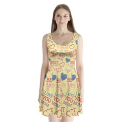 Love Mom Happy Mothers Day I Love Mom Graphic Pattern Split Back Mini Dress  by Ravend