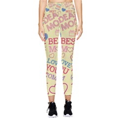 Love Mom Happy Mothers Day I Love Mom Graphic Pattern Pocket Leggings  by Ravend