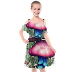 Necromancy Toadstool Kids  Cut Out Shoulders Chiffon Dress by GardenOfOphir