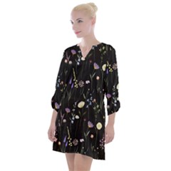 Flowers Floral Pattern Floral Print Background Open Neck Shift Dress by Ravend