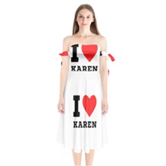 I Love Karen Shoulder Tie Bardot Midi Dress by ilovewhateva