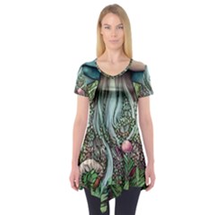 Craft Mushroom Short Sleeve Tunic  by GardenOfOphir