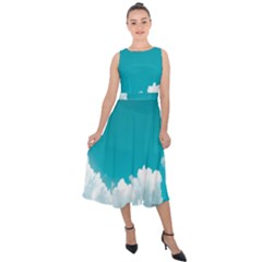 Clouds Hd Wallpaper Midi Tie-back Chiffon Dress by artworkshop