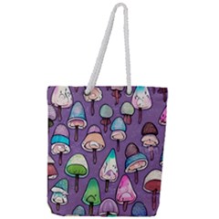 Foraging For Mushrooms Full Print Rope Handle Tote (large) by GardenOfOphir