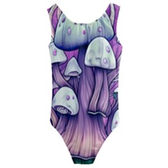 Forestcore Mushroom Kids  Cut-out Back One Piece Swimsuit by GardenOfOphir