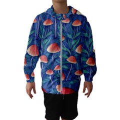 Witchy Mushrooms Kids  Hooded Windbreaker by GardenOfOphir