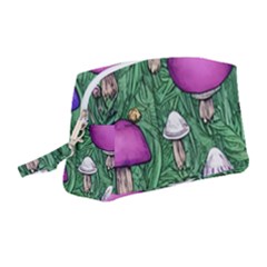 Woodsy Pottery Forest Mushroom Foraging Wristlet Pouch Bag (medium) by GardenOfOphir