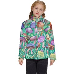 Forestcore Fantasy Farmcore Mushroom Foraging Kids  Puffer Bubble Jacket Coat by GardenOfOphir