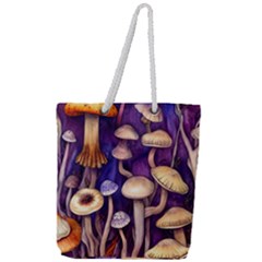 Whimsical Forest Mushroom Full Print Rope Handle Tote (large) by GardenOfOphir