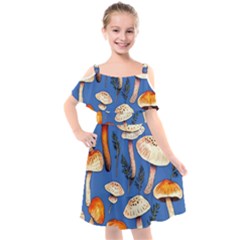 Tiny And Delicate Animal Crossing Mushrooms Kids  Cut Out Shoulders Chiffon Dress by GardenOfOphir