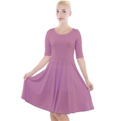 Cashmere Rose Pink	 - 	quarter Sleeve A-line Dress by ColorfulDresses