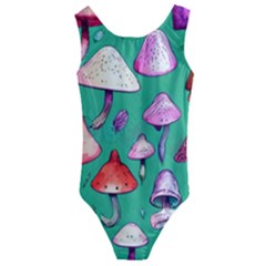 Goblin Mushroom Forest Boho Witchy Kids  Cut-out Back One Piece Swimsuit by GardenOfOphir