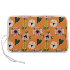 Flower Orange Pattern Floral Pen Storage Case (l) by Dutashop