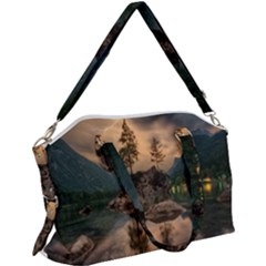 Nature Waters Lake Island Landscape Thunderstorm Canvas Crossbody Bag by Jancukart