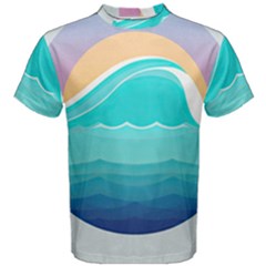 Tsunami Tidal Wave Wave Minimalist Ocean Sea Men s Cotton Tee by Pakemis