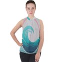 Tidal Wave Ocean Sea Tsunami Wave Minimalist Mock Neck Chiffon Sleeveless Top View1