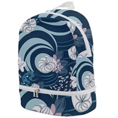 Flowers Pattern Floral Ocean Abstract Digital Art Zip Bottom Backpack by Pakemis