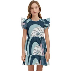 Flowers Pattern Floral Ocean Abstract Digital Art Kids  Winged Sleeve Dress by Pakemis