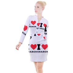 I Love Sharon Button Long Sleeve Dress by ilovewhateva