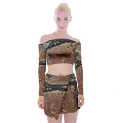 Rustic Charm Abstract Print Off Shoulder Top With Mini Skirt Set by dflcprintsclothing