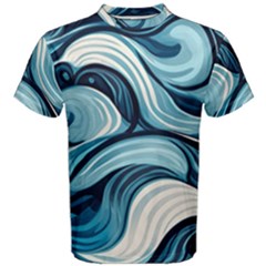 Pattern Ocean Waves Arctic Ocean Blue Nature Sea Men s Cotton Tee by Pakemis