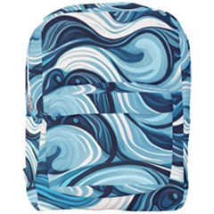 Pattern Ocean Waves Arctic Ocean Blue Nature Sea Full Print Backpack by Pakemis