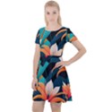 Tropical Flowers Floral Floral Pattern Patterns Cap Sleeve Velour Dress  View1