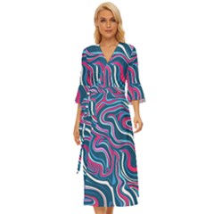 Liquid Art Pattern Midsummer Wrap Dress by GardenOfOphir