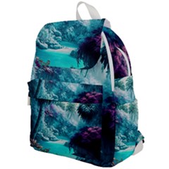 Landscape Nature Digital Art Palm Trees Paradise Top Flap Backpack by Pakemis