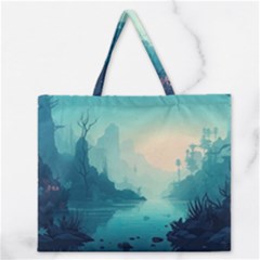 Ai Generated River Forest Woods Outdoors Zipper Large Tote Bag by Pakemis