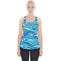 Pattern Ocean Waves Blue Nature Sea Abstract Piece Up Tank Top by Pakemis