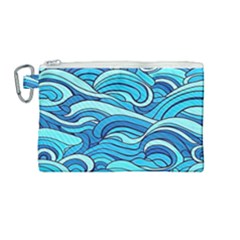 Pattern Ocean Waves Blue Nature Sea Abstract Canvas Cosmetic Bag (medium) by Pakemis