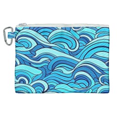 Pattern Ocean Waves Blue Nature Sea Abstract Canvas Cosmetic Bag (xl) by Pakemis