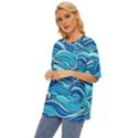 Pattern Ocean Waves Blue Nature Sea Abstract Oversized Basic Tee View2